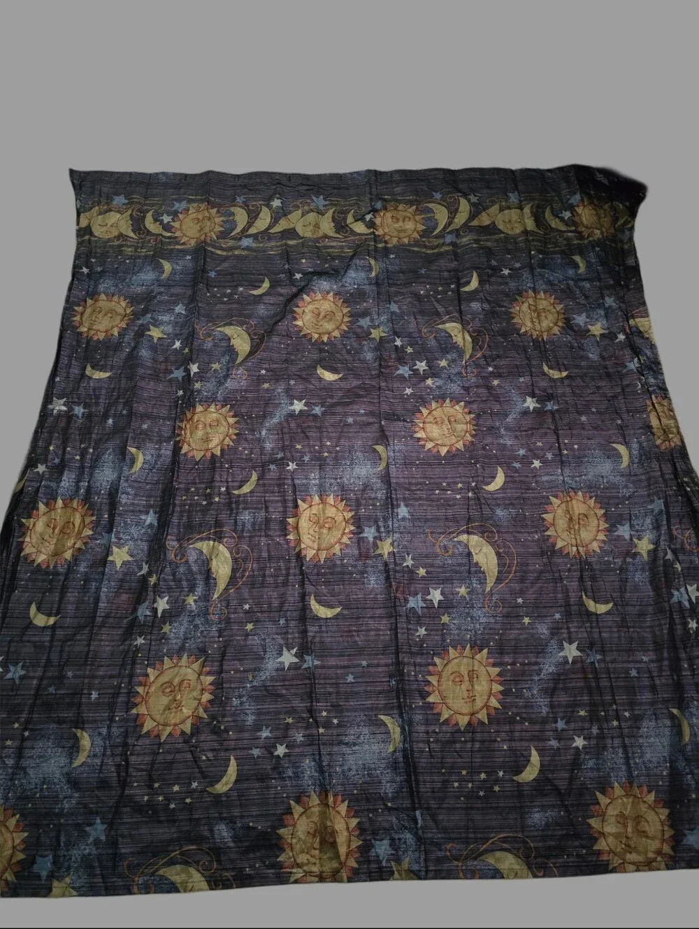 Vintage 90s Celestial Sun Moon Shower Curtain